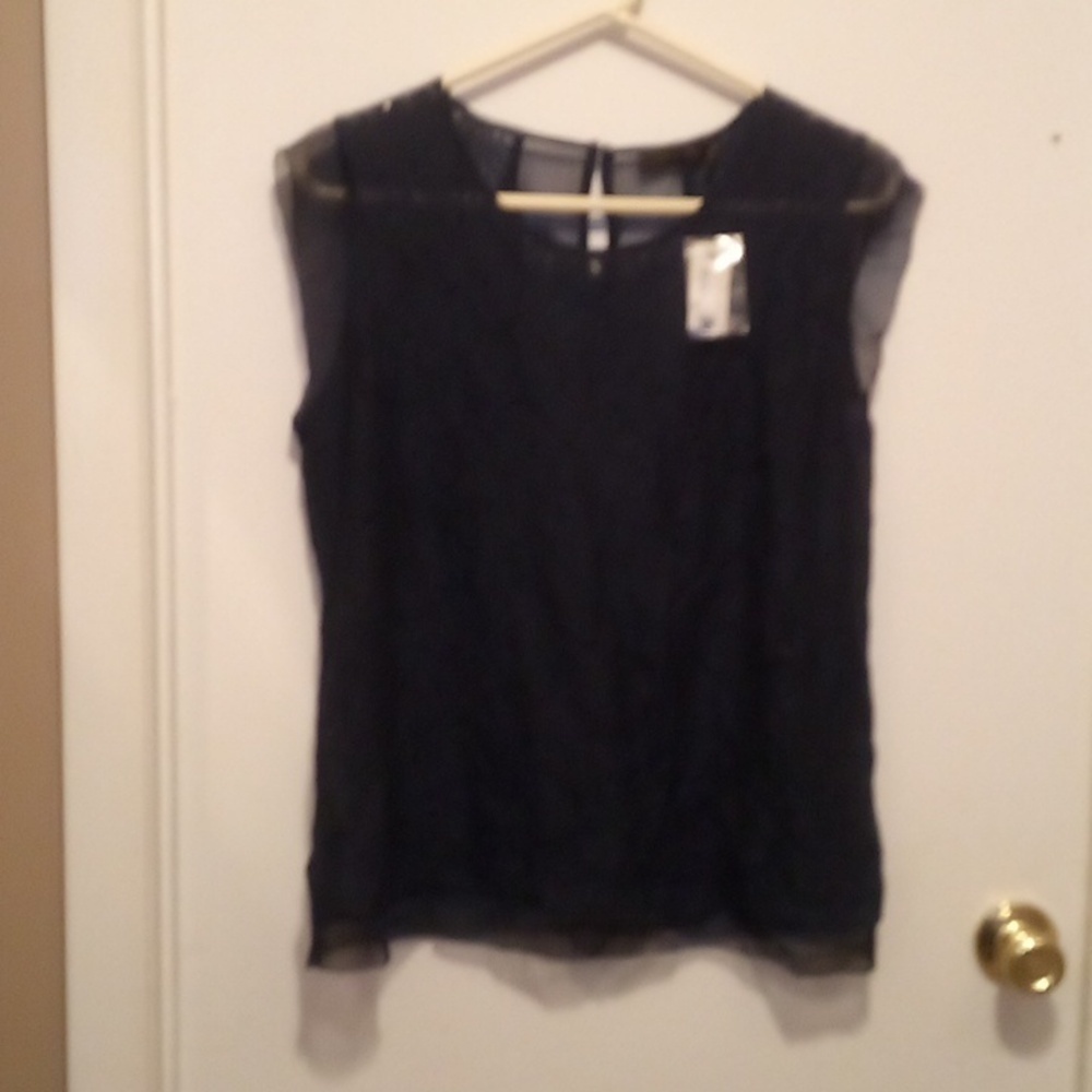 NWT - The Limited Blue Sheer Floral Lace Over Layer Cover Shirt - Size Large - Picture 2 of 11